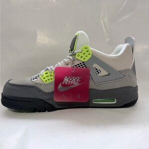 Nike Kids Grey Suede & Neon Green Accent Retro Sneaker